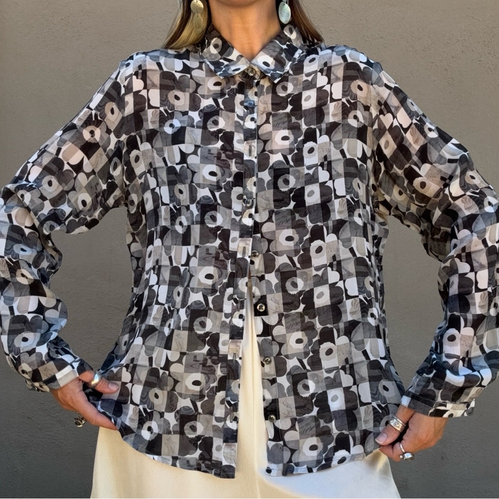 APNY Floral Checkered Button Down